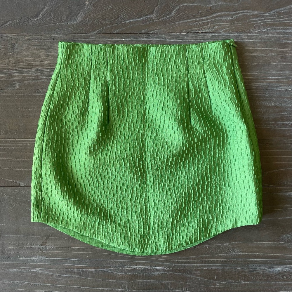 ZARA Lime Green Textured Mini Skirt XS